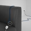 Rallonge électrique avec câble textile RM12 Effet Soie Bleu 2P 10A Made in Italy.