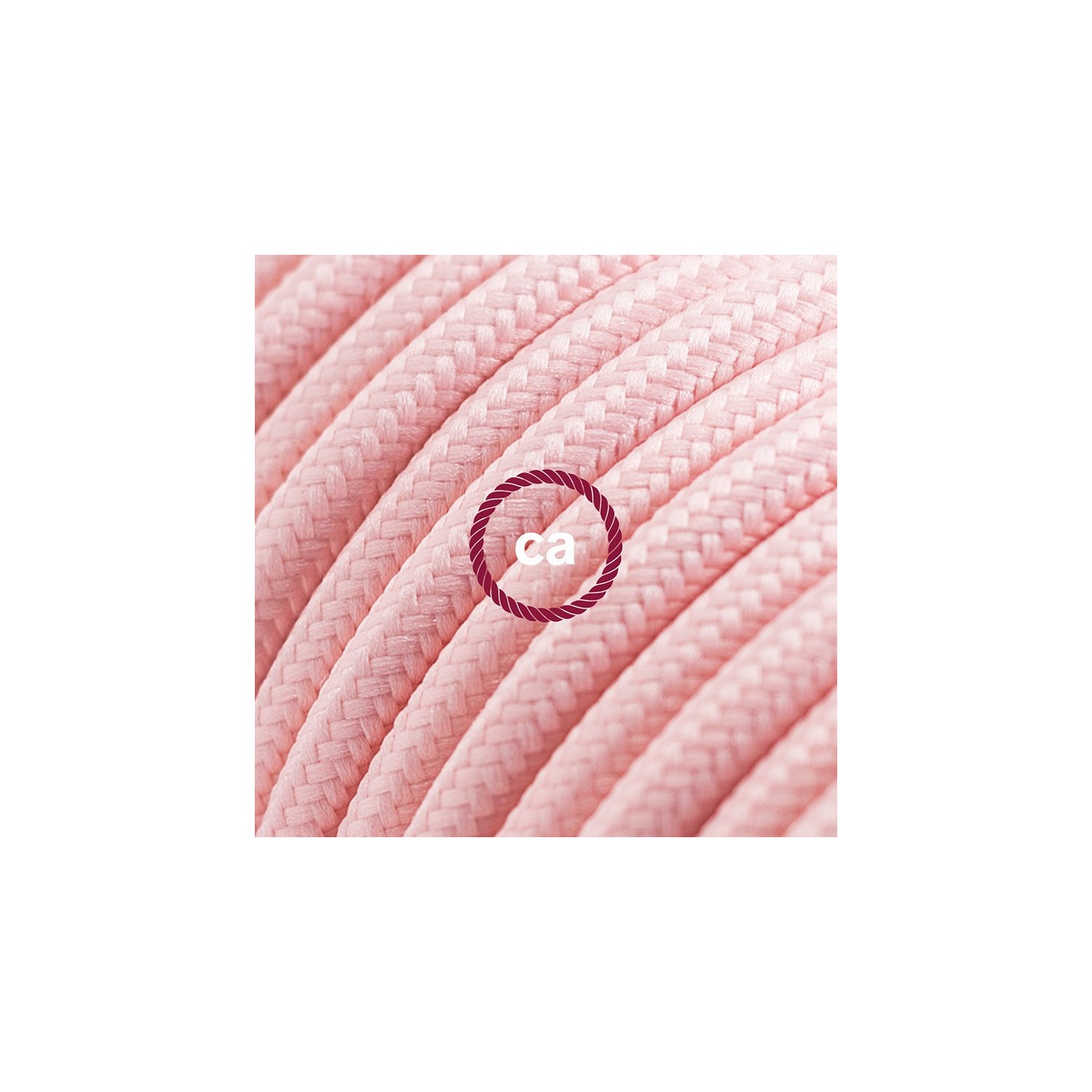 Verlengkabel 2P 10A met rond flexibel strijkijzersnoer RM16 van baby roze viscose