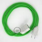 Rallonge électrique avec câble textile RM18 Effet Soie Vert Lime 2P 10A Made in Italy.