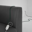 Rallonge électrique avec câble textile RM21 Effet Soie Vert Foncé 2P 10A Made in Italy.