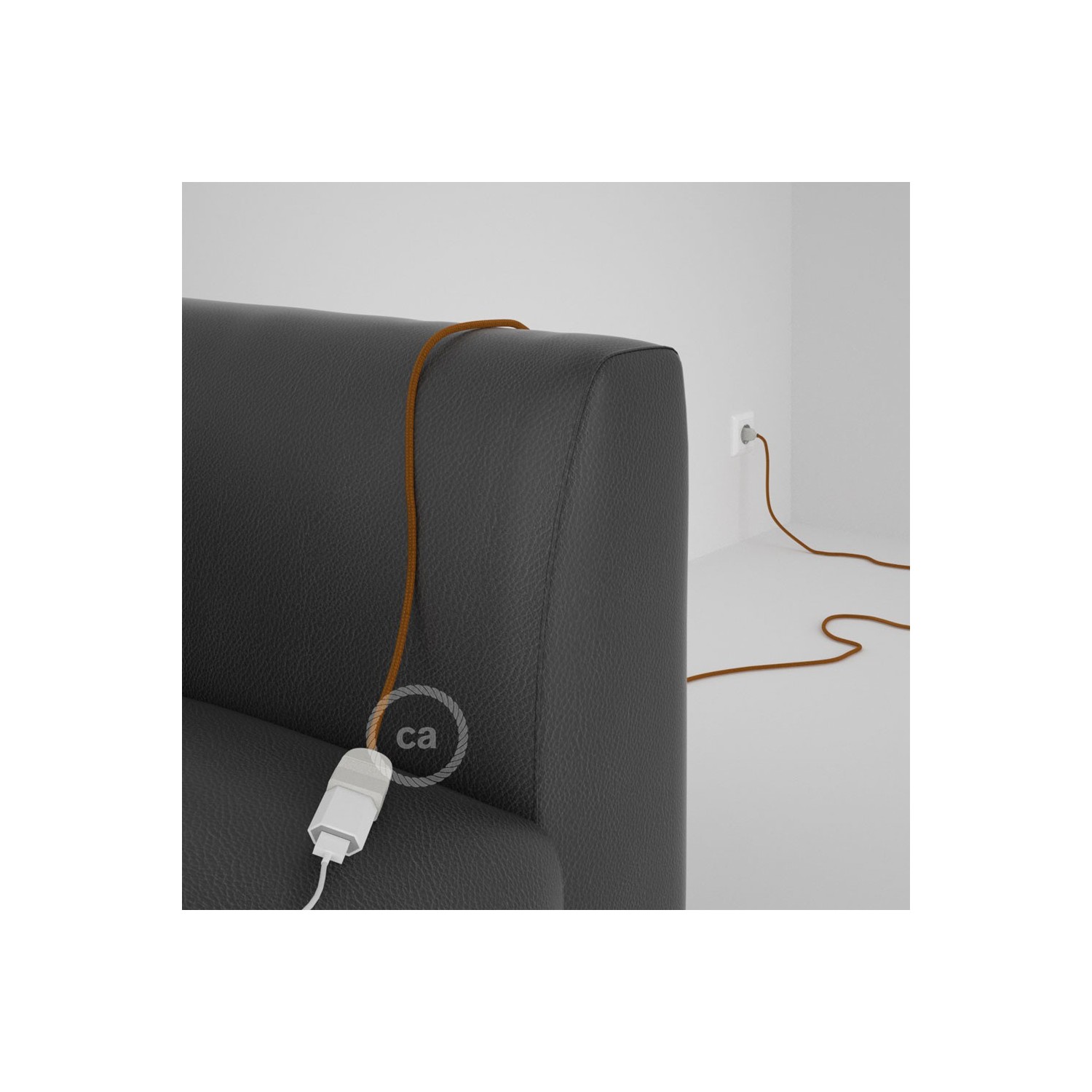 Rallonge électrique avec câble textile RM22 Effet Soie Whiskey 2P 10A Made in Italy.