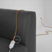 Rallonge électrique avec câble textile RM25 Effet Soie Moutarde 2P 10A Made in Italy.