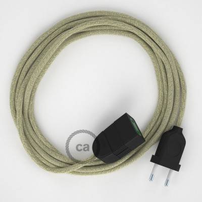 Rallonge électrique avec câble textile RN01 Lin Naturel Neutre 2P 10A Made in Italy.
