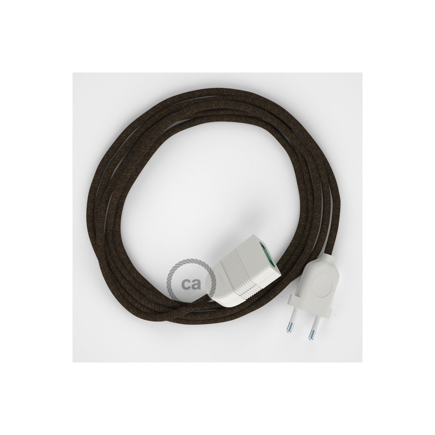 Rallonge électrique avec câble textile RN04 Lin Naturel Marron 2P 10A Made in Italy.