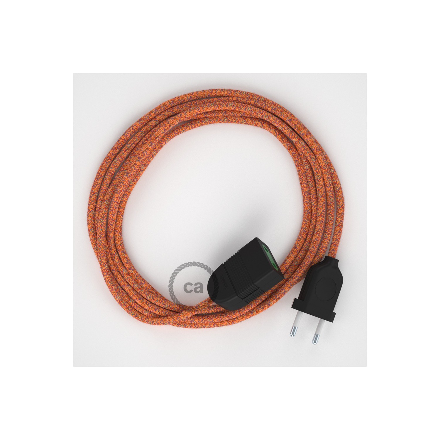 Rallonge électrique avec câble textile RX07 Coton Indian Summer 2P 10A Made in Italy.