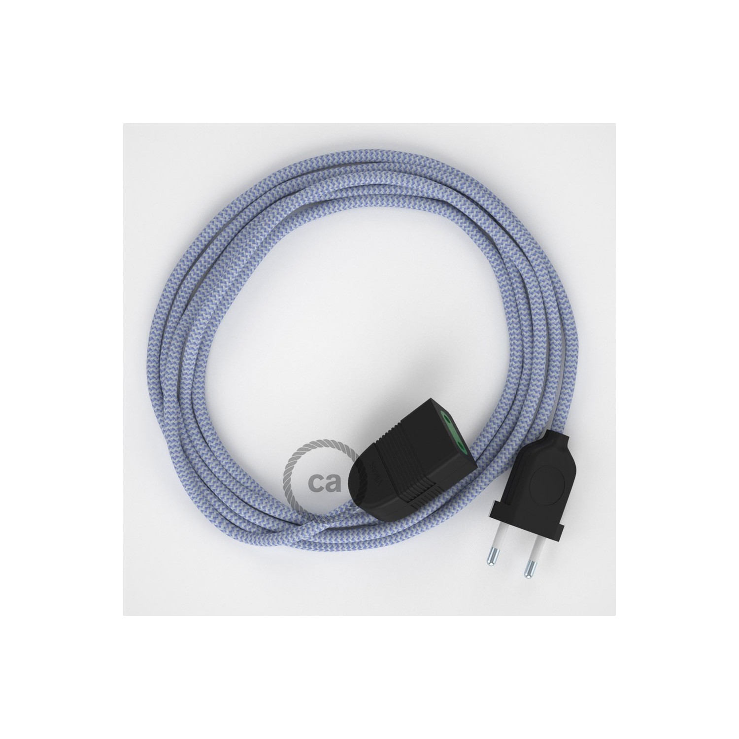 Rallonge électrique avec câble textile RZ07 Effet Soie ZigZag Blanc-Lilas 2P 10A Made in Italy.