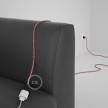 Rallonge électrique avec câble textile RZ09 Effet Soie ZigZag Blanc-Rouge 2P 10A Made in Italy.