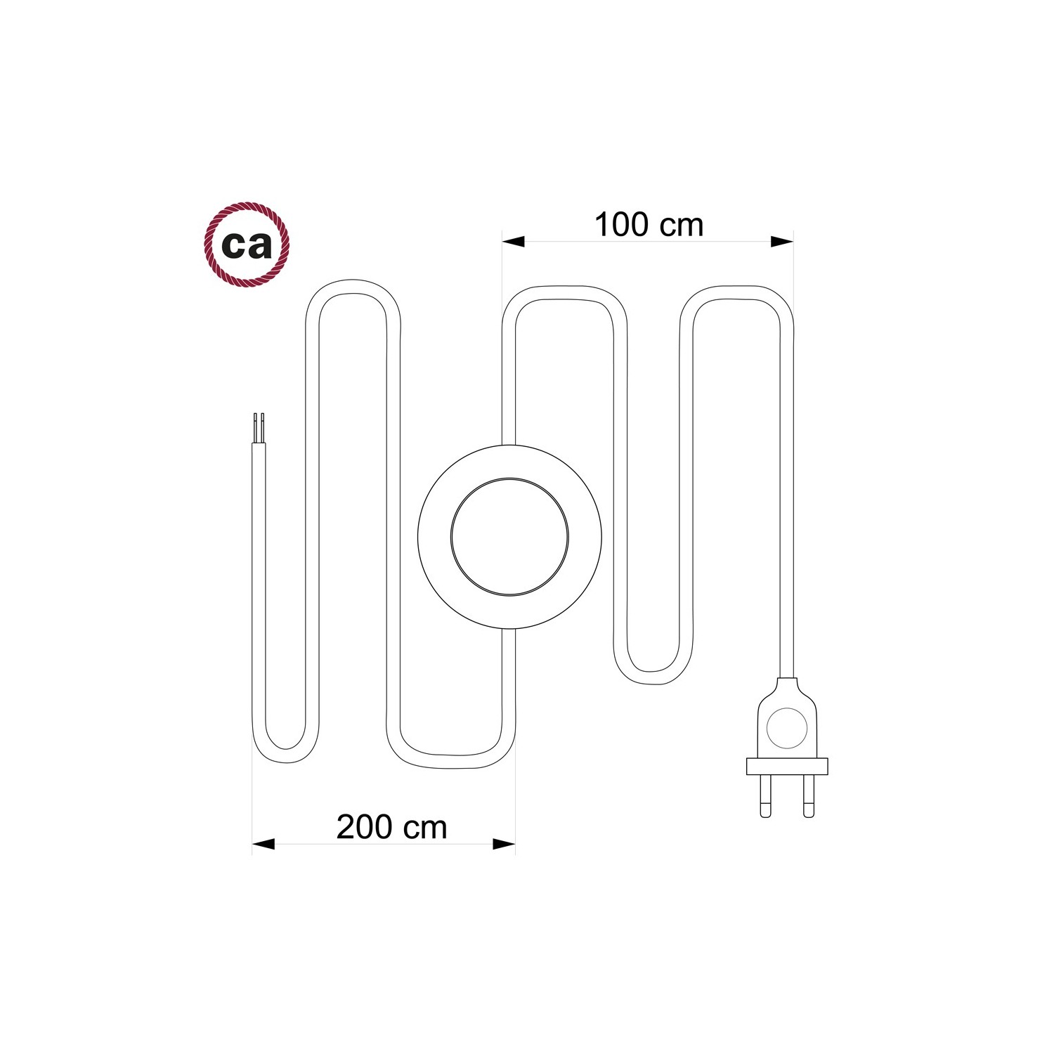 Cordon pour lampadaire, câble RX08 Coton Bronte 3 m. Choisissez la couleur de la fiche et de l'interrupteur!