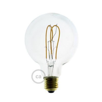 Ampoule Transparente LED - Globe G95 Filament courbe avec Double Boucle 5W E27 Dimmable 2200K