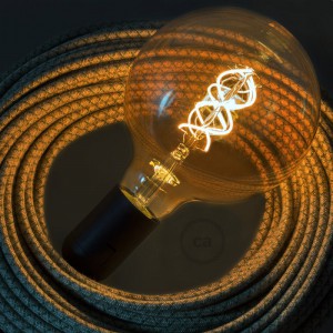 Ampoule Dorée LED - Globe G125 Filament courbe avec Spirale 5W E27 Dimmable 2000K