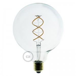 Ampoule Transparente LED - Globe G125 Filament courbe avec Spirale 5W E27 Dimmable 2200K
