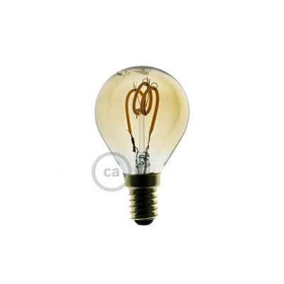 Ampoule Dorée LED - Sphère G45 Filament courbe avec Spirale 3W E14 Dimmable 2000K