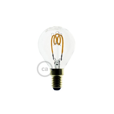 Ampoule Transparente LED - Sphère G45 Filament courbe avec Spirale 3W E14 Dimmable 2200K