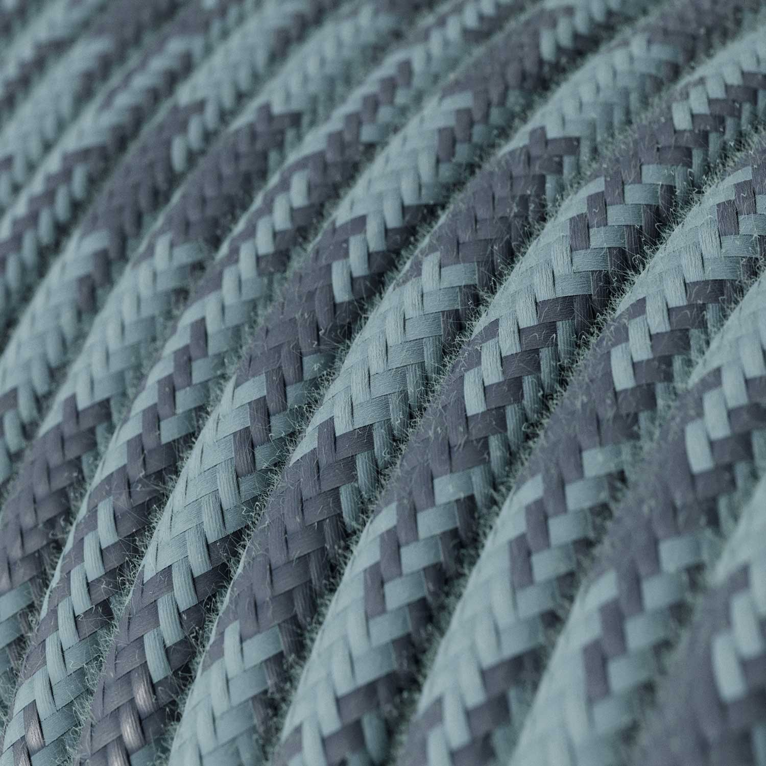Rond flexibel strijkijzersnoer van katoen, tweekleurig. RP25 - steengrijs en oceaanblauw