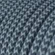 Rond flexibel strijkijzersnoer van katoen, zigzag. RZ25 - steengrijs en oceaanblauw