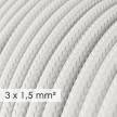 Fil Électrique De Large Section 3x1,50 Rond - Tissu Effet Soie Blanc RM01