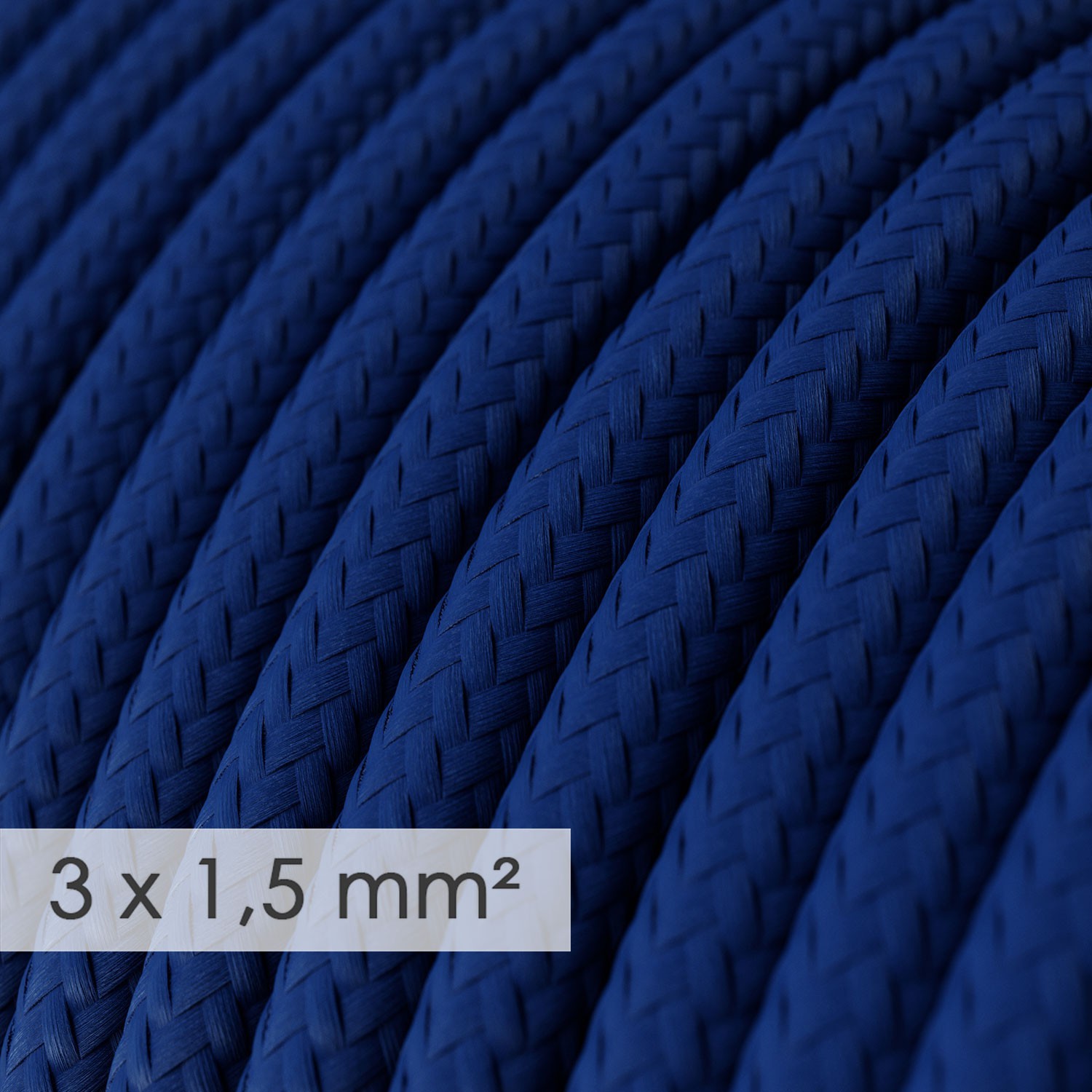 Fil Électrique De Large Section 3x1,50 Rond - Tissu Effet Soie Bleu RM12