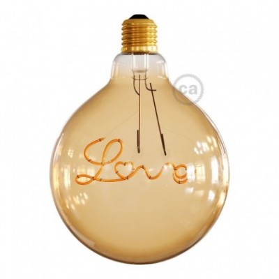 Ampoule Dorée Globe LED pour suspension - G125 Filament simple "Love" - 5W E27 Décorative Vintage 2000K