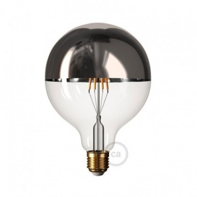 Ampoule LED Globe G125 Demi Sphère Argentée 7W E27 Dimmable 2700K