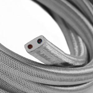 Câble électrique pour Guirlande recouvert en tissu Effet soie Argenté CM02