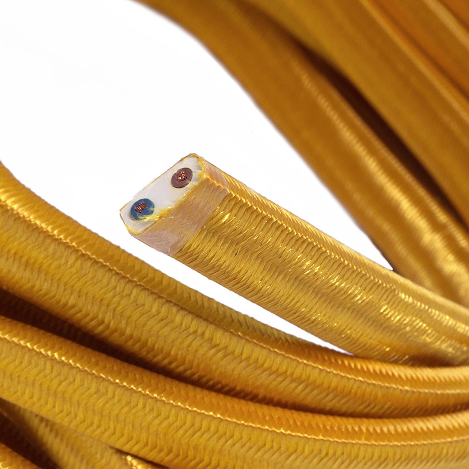 Câble électrique pour Guirlande recouvert en tissu Effet soie Doré CM05