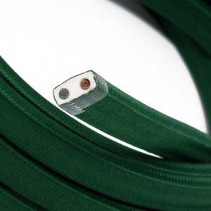 Câble électrique pour Guirlande recouvert en tissu Effet soie Vert sombre CM21
