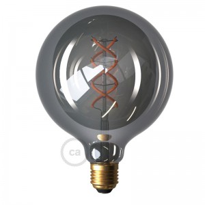 LED Smoky lichtbron - Globe G125 gebogen LED spiraal- 5W E27 dimbaar 2000K
