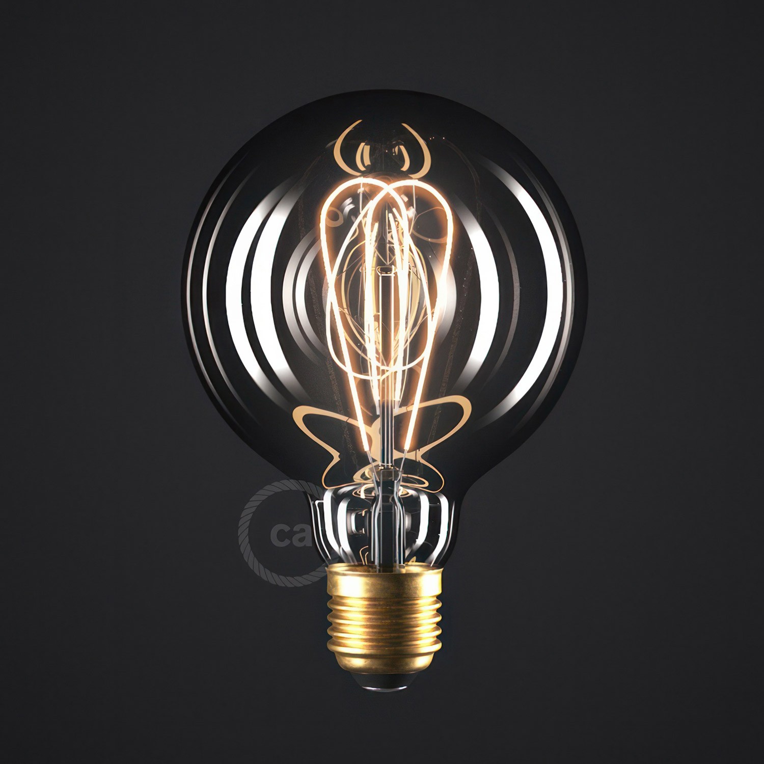 LED Smoky lichtbron - Globe G95 dubbele lus LED spiraal - 5W E27 dimbaar 2000K