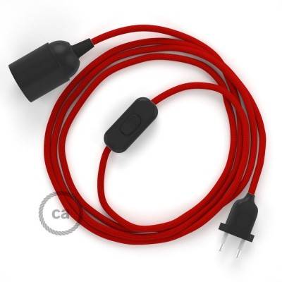SnakeBis cordon avec douille et câble textile Effet Soie Rouge RM09