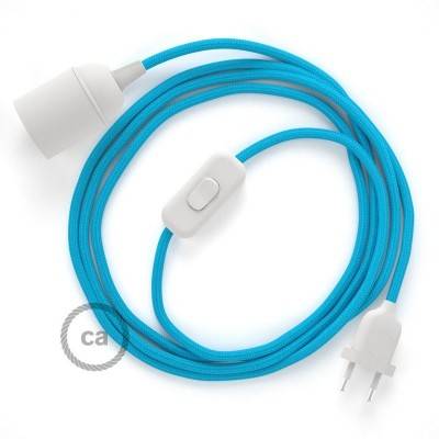 SnakeBis cordon avec douille et câble textile Effet Soie Turquoise RM11