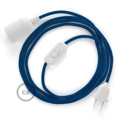 SnakeBis cordon avec douille et câble textile Effet Soie Bleu RM12