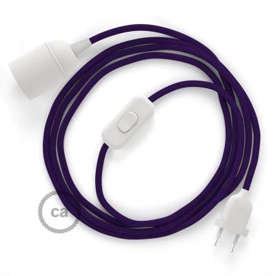 SnakeBis cordon avec douille et câble textile Effet Soie Violet RM14