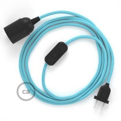 SnakeBis cordon avec douille et câble textile Effet Soie Bleu Azur Baby RM17
