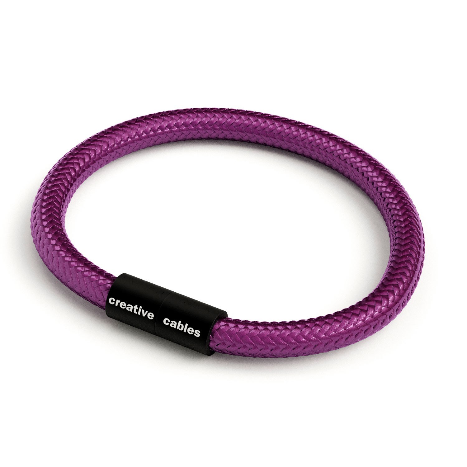 Bracelet avec fermoir magnétique noir mat et câble RM35 (effet soie tissu uni UltraViolet)
