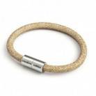 Bracelet avec fermoir magnétique argent mat et câble RS82 (Tweed Rouille, Marron, Lin Naturel et Finition Paillettes)