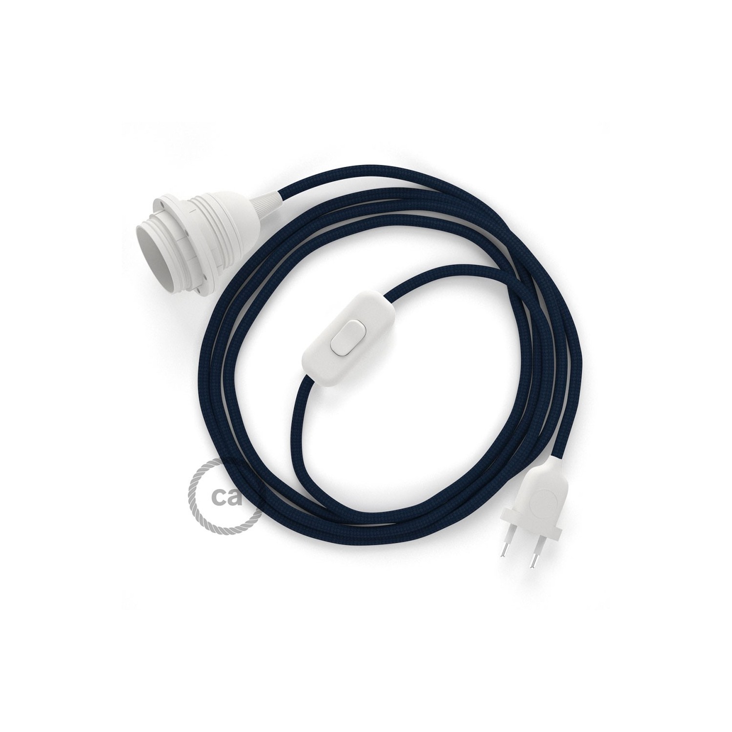 SnakeBis cordon avec douille et câble textile Effet Soie Bleu Marine RM20