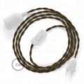 SnakeBis cordon avec douille et câble textile Coton Marron TC13