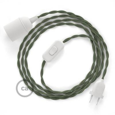SnakeBis bedradingsset met fitting en strijkijzersnoer - groengrijs katoen TC63