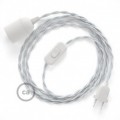 SnakeBis cordon avec douille et câble textile Effet Soie Argent TM02