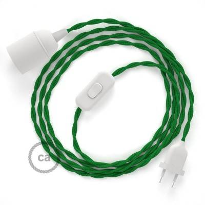 SnakeBis cordon avec douille et câble textile Effet Soie Vert TM06