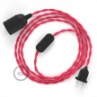 SnakeBis cordon avec douille et câble textile Effet Soie Fuchsia TM08