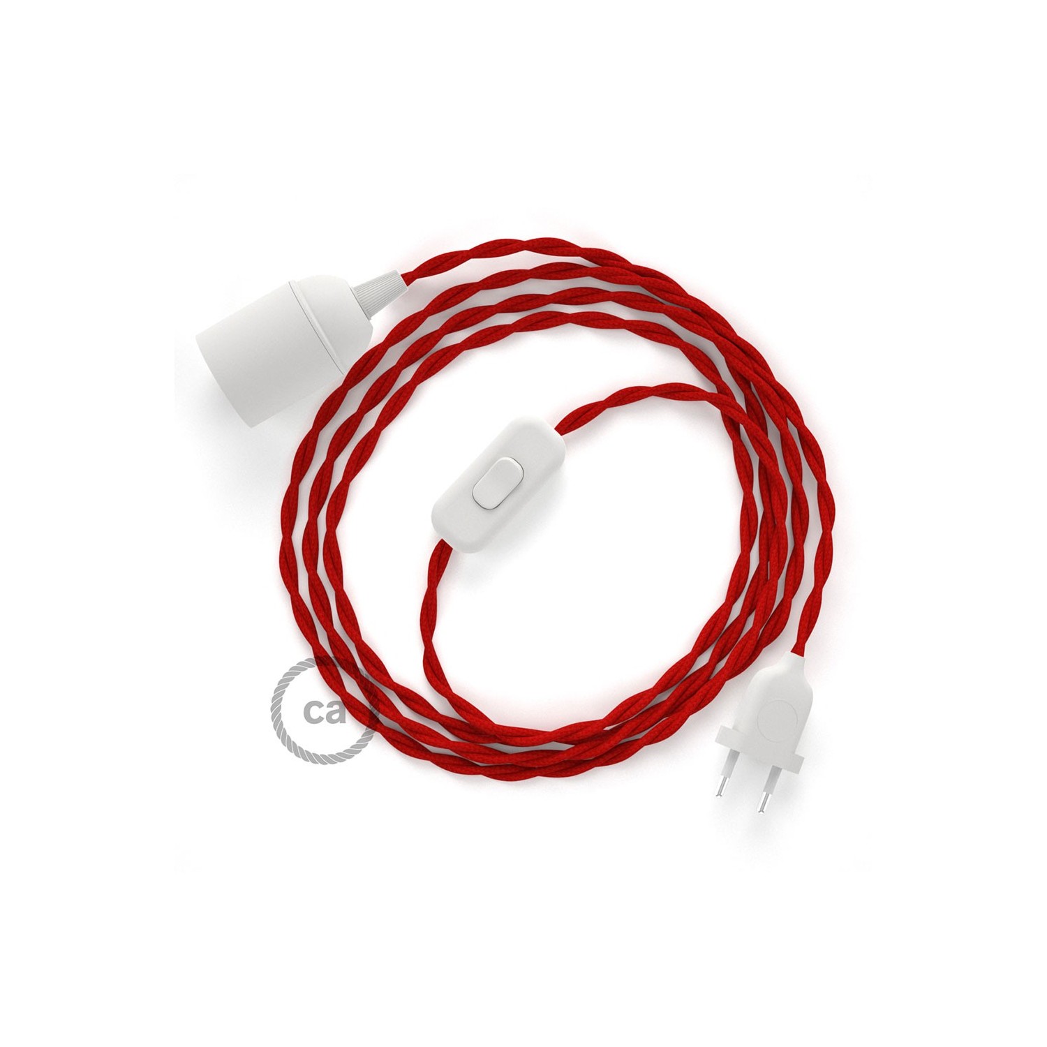 SnakeBis cordon avec douille et câble textile Effet Soie Rouge TM09
