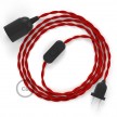 SnakeBis cordon avec douille et câble textile Effet Soie Rouge TM09