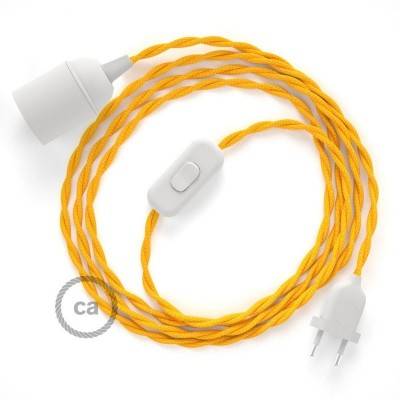 SnakeBis cordon avec douille et câble textile Effet Soie Jaune TM10
