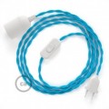 SnakeBis cordon avec douille et câble textile Effet Soie Turquoise TM11