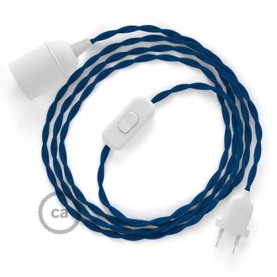 SnakeBis bedradingsset met fitting en strijkijzersnoer - blauw viscose TM12