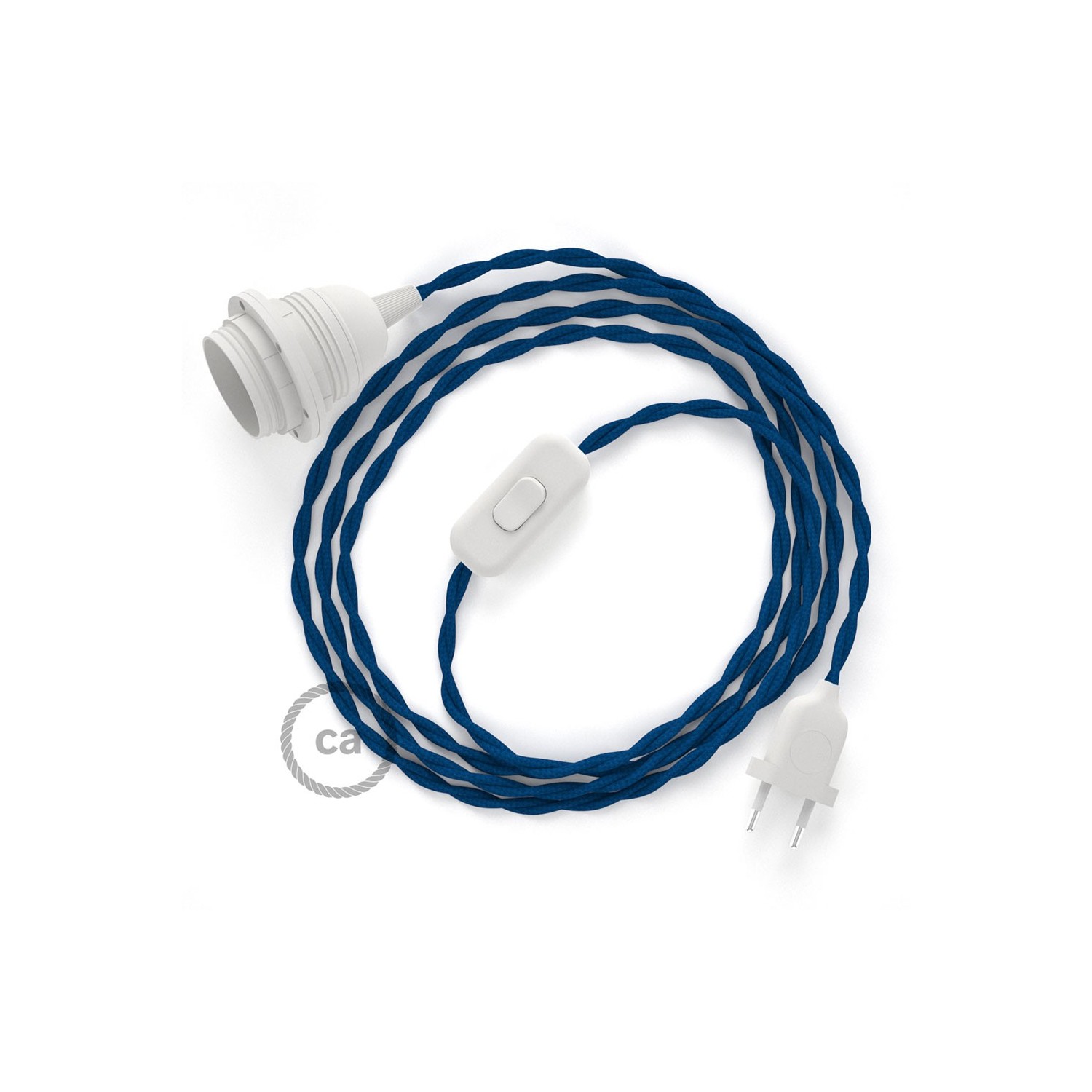 SnakeBis cordon avec douille et câble textile Effet Soie Bleu TM12