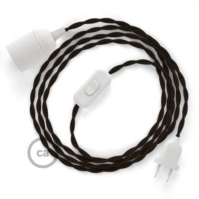 SnakeBis cordon avec douille et câble textile Effet Soie Marron TM13