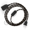 SnakeBis cordon avec douille et câble textile Effet Soie Marron TM13