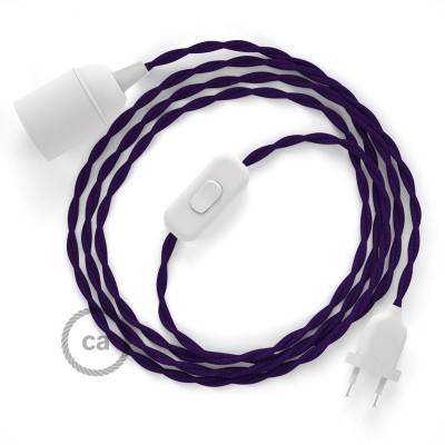 SnakeBis cordon avec douille et câble textile Effet Soie Violet TM14